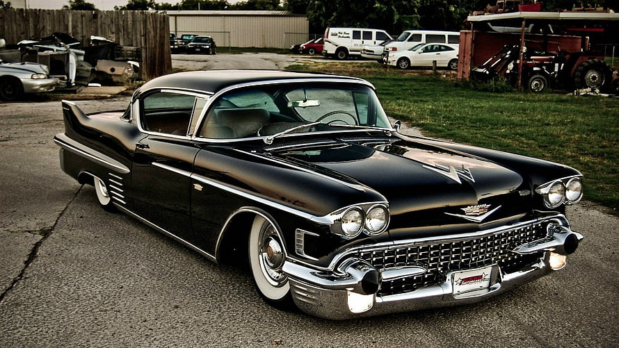 Black 1958 Cadillac Eldorado Classic American Car with Chrome Details HD wallpaper