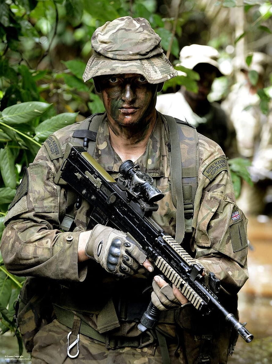 Royal Marine Commando in DPM Camouflage Holding L85A2 Rifle in Jungle HD phone wallpaper