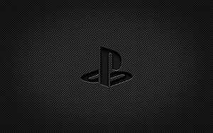 PlayStation Logo on Dark Carbon Fiber Texture Background HD wallpaper