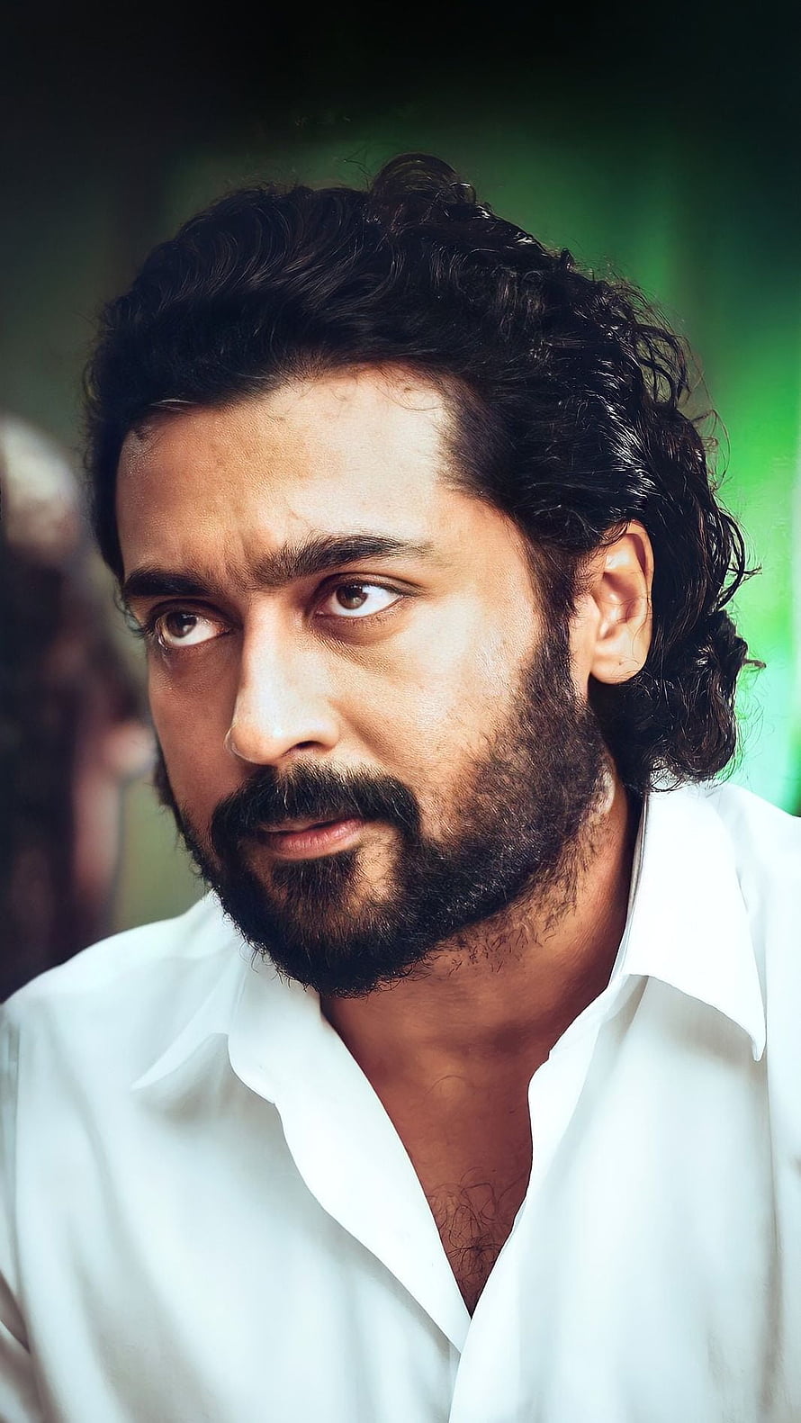 Suriya in Jai Bhim Tamil Movie Portrait with Beard and White Shirt HD phone wallpaper