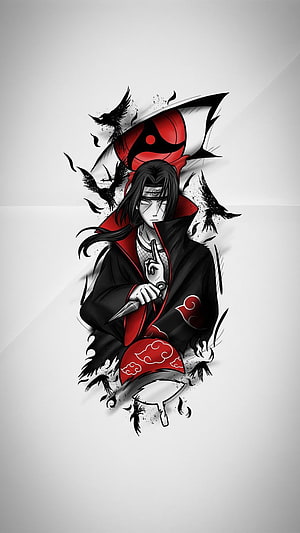 Itachi Uchiha Sharingan Anime Character Illustration Wallpaper HD phone wallpaper