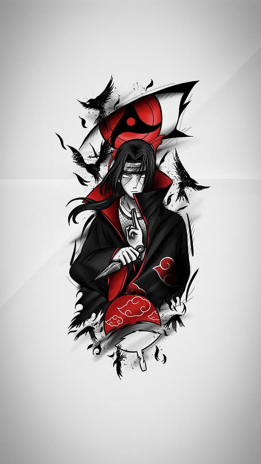 Itachi Uchiha Sharingan Anime Character Illustration Wallpaper HD phone wallpaper