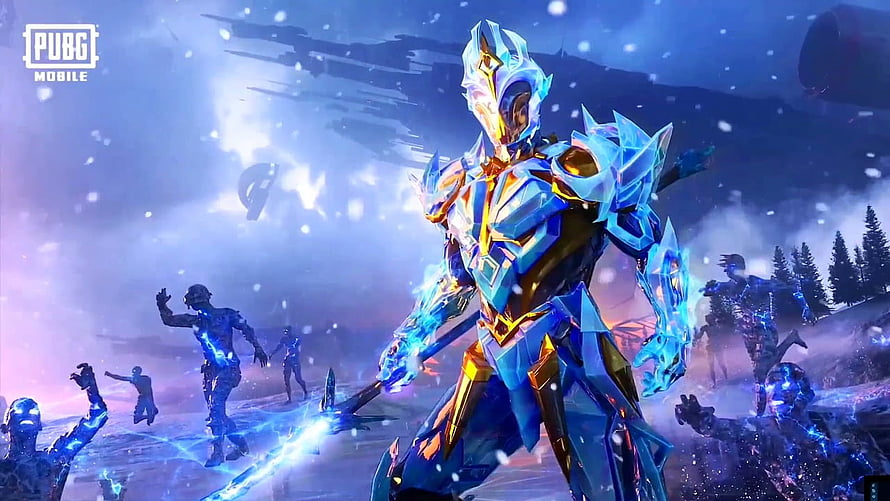 PUBG Mobile Ice Warrior Character with Frozen Soldiers in Snowy Battlefield HD wallpaper