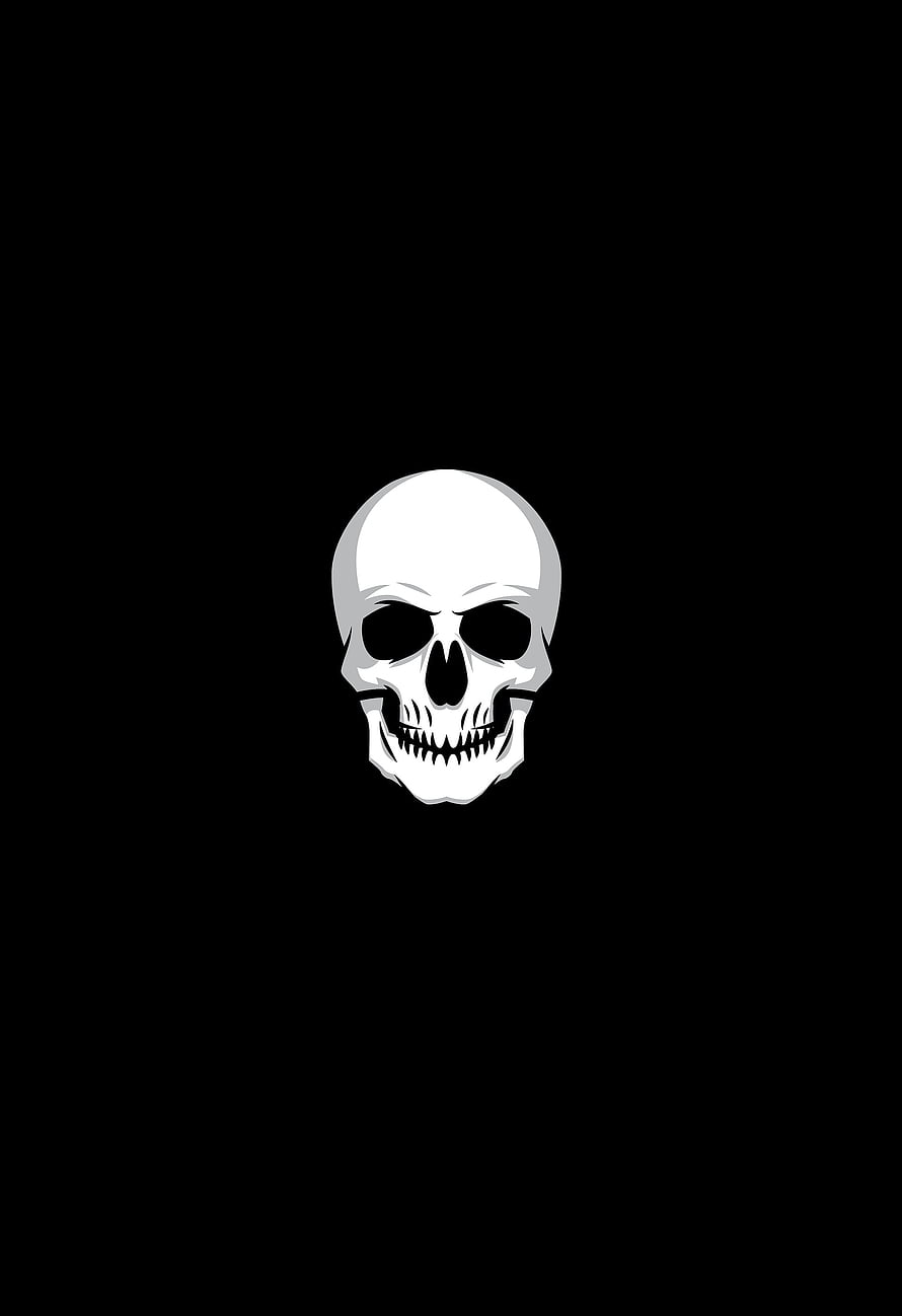 Minimalist White Human Skull Vector Illustration on Black Background, Minimal, skull, dark, artwork HD phone wallpaper