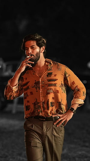 Dulquer Salmaan in Kurup Malayalam Film Smoking Cigarette Night Scene HD phone wallpaper