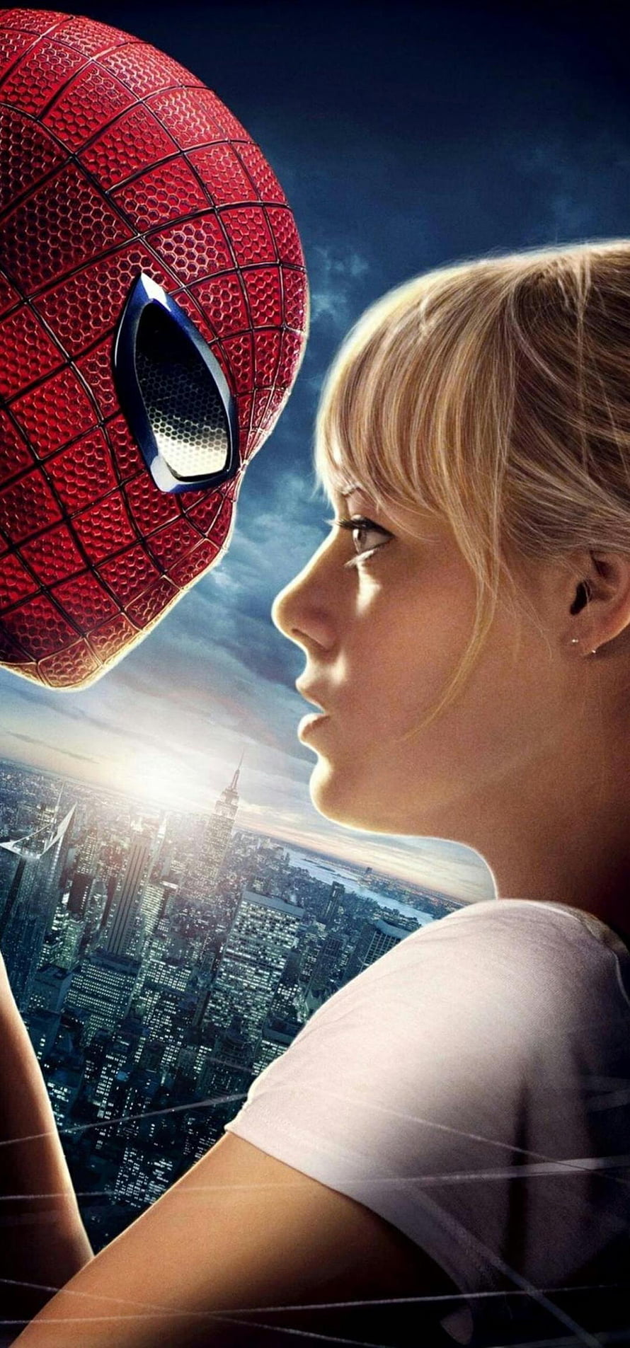 The Amazing Spider-Man and Gwen Stacy Gazing at New York City Skyline, Peter y gwen, The Amazing Spider-Man, Peter parker y gwen stacy HD phone wallpaper