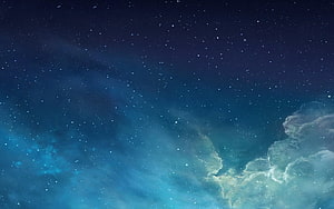 Starry Night Sky With Blue Nebula And Clouds HD wallpaper