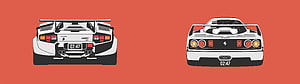 Lamborghini Countach and Ferrari F40 Rear View Vector Illustration HD wallpaper