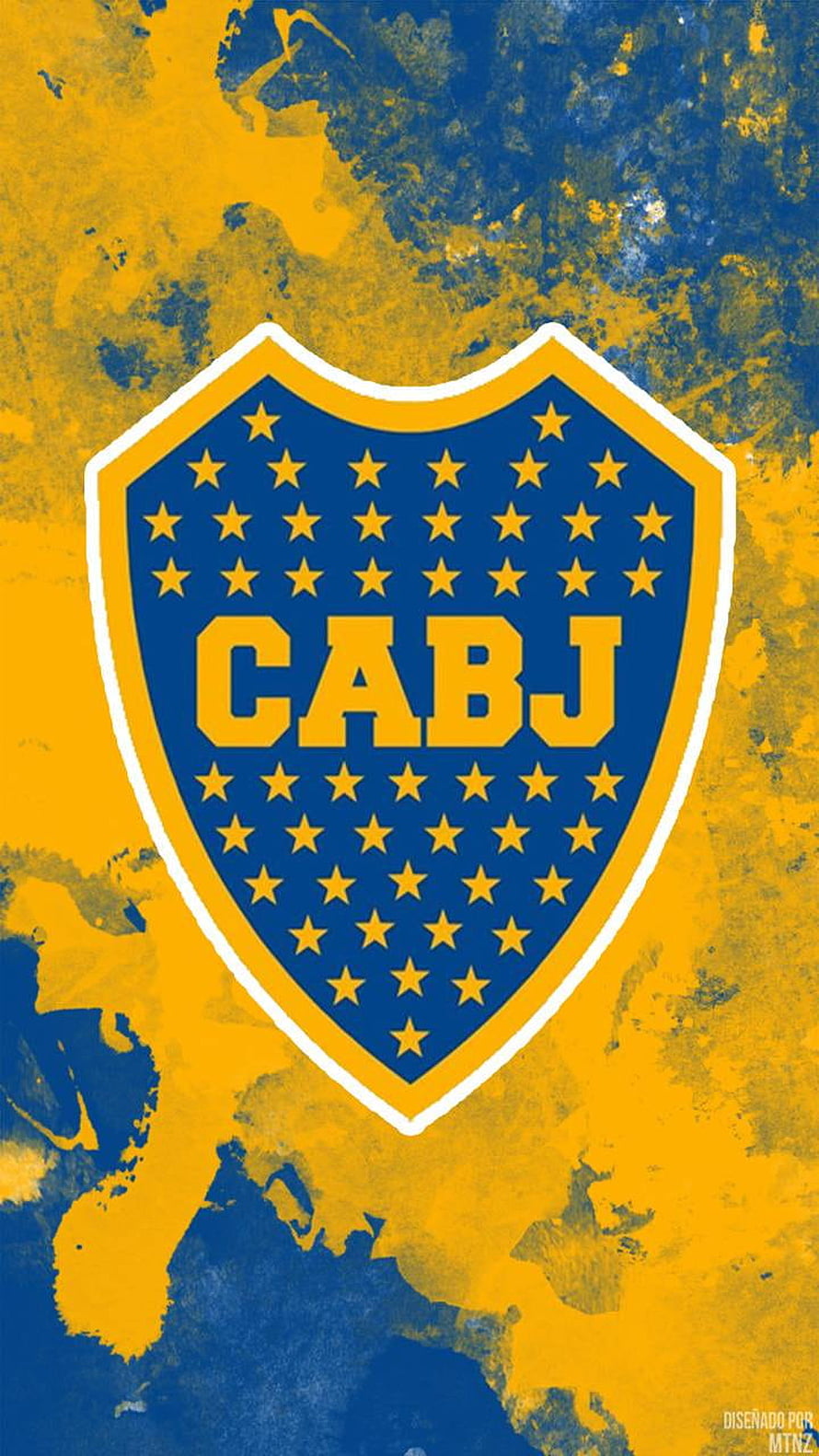 Club Atletico Boca Juniors logo on a textured blue and yellow background HD phone wallpaper