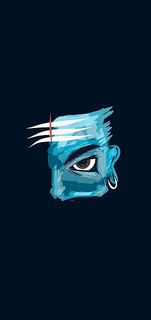 Blue Stylized Anime Character Face With Spiky Hair And Piercing Eye On Dark Background HD phone wallpaper