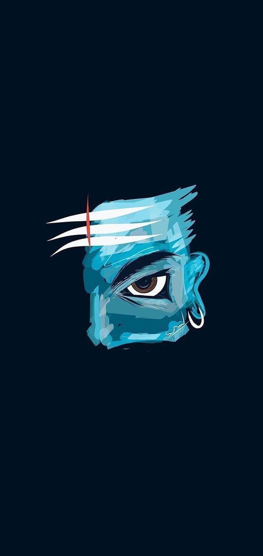 Blue Stylized Anime Character Face With Spiky Hair And Piercing Eye On Dark Background HD phone wallpaper