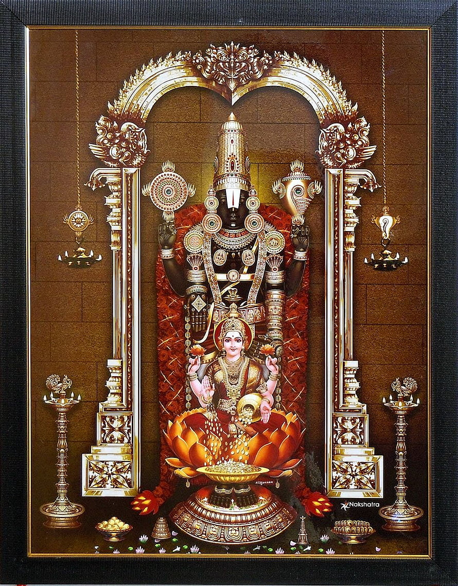 Lord Ayyappa and Goddess Bhadrakali Temple Artwork with Golden Arch and Oil Lamps HD phone wallpaper