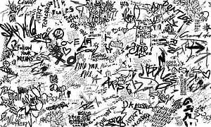 Black and White Street Art Poetry Mural with Motivational Graffiti Text HD wallpaper