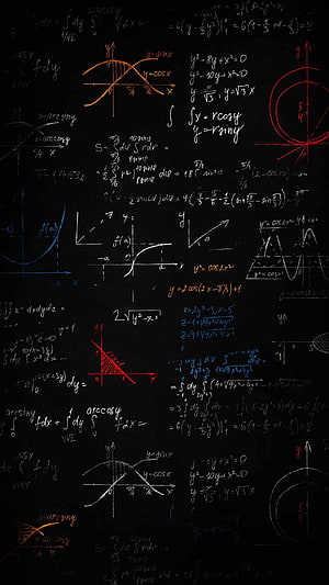 Complex Mathematics Formulas and Graphs on a Blackboard Background HD phone wallpaper