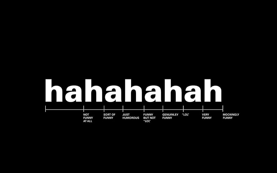 Minimalist Hahahaha Typography Scale on Black Background HD wallpaper