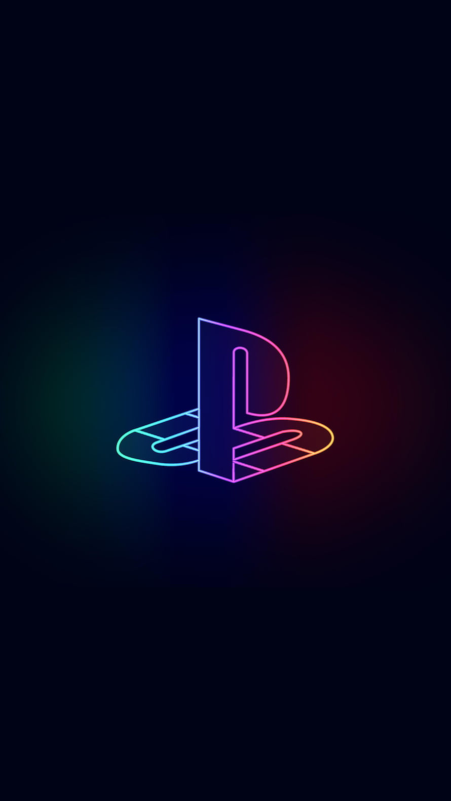 Neon PlayStation Logo Wallpaper with Glowing Rainbow Gradient on Dark Background HD phone wallpaper