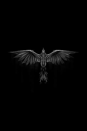 Geometric Black Crow with Spread Wings on Dark Background HD phone wallpaper