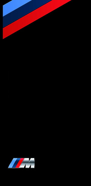 BMW M Motorsport Logo with Tri-Color Stripes on Black Background HD phone wallpaper