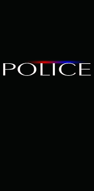 Minimalist Police Text with Red and Blue Light Streak on Black Background HD phone wallpaper