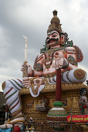 Ayyanar Temple Statue in Chennai with Traditional Attire and Ceremonial Sword HD phone wallpaper