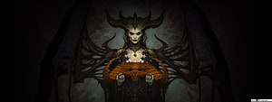 Diablo IV Lilith Dark Fantasy Character Artwork with Horned Headdress and Ornate Wings HD wallpaper