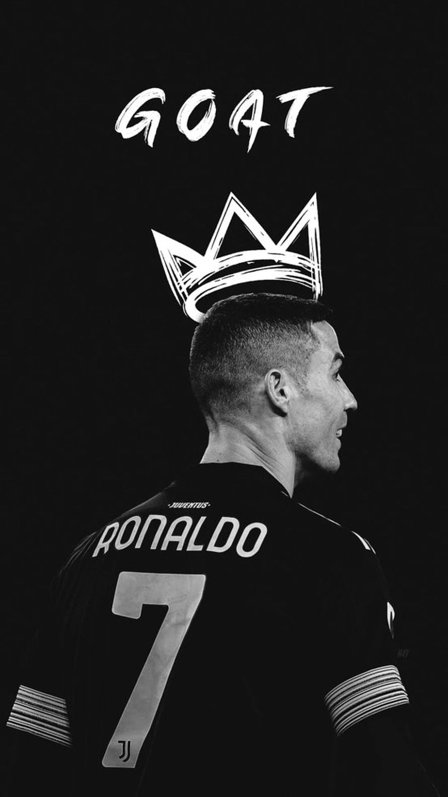 Cristiano Ronaldo Juventus Number 7 Jersey Black And White GOAT Crown Wallpaper HD phone wallpaper