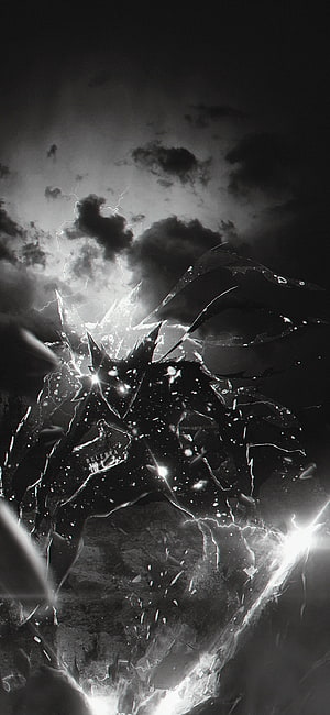Dark Fantasy Dragon Silhouette With Lightning And Shattered Glass Effect HD phone wallpaper