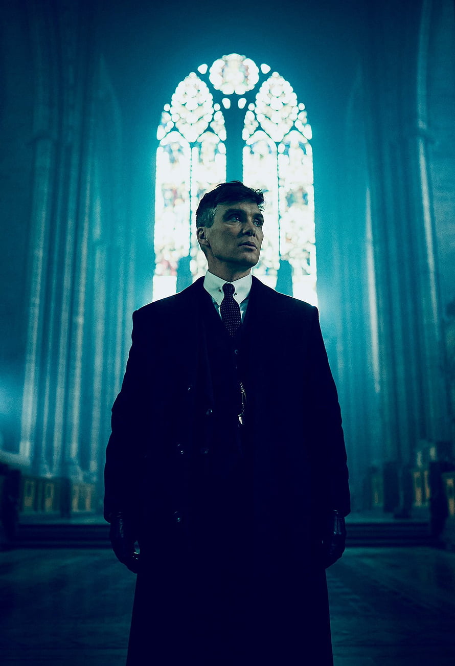 Cillian Murphy as Thomas Shelby in Peaky Blinders standing in a cathedral with stained glass window HD phone wallpaper