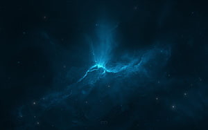 Mystical Blue Nebula and Starry Space Background HD wallpaper