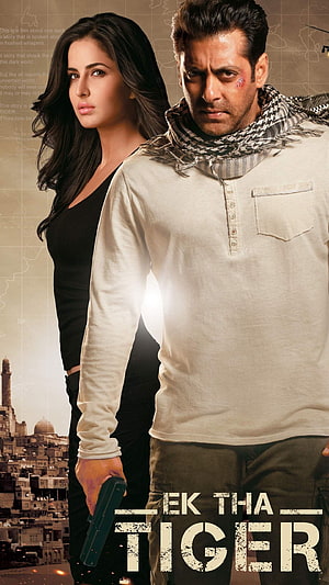 Ek Tha Tiger Movie Poster Featuring Salman Khan and Katrina Kaif in Action Spy Thriller, Ek tha tiger, salman khan, katrina kaif HD phone wallpaper