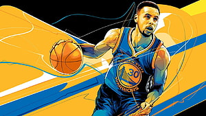 Stephen Curry Golden State Warriors Basketball Player Digital Art Illustration HD wallpaper