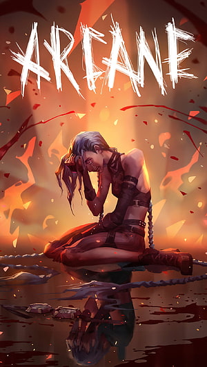 Arcane Jinx Crying in Embers and Reflections HD phone wallpaper
