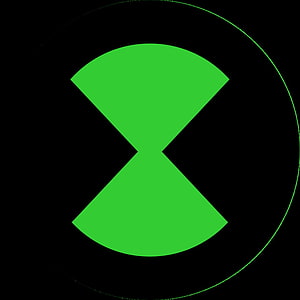 Ben 10 Omnitrix Symbol Green Logo on Black Background HD phone wallpaper