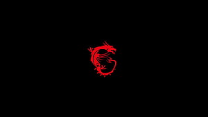MSI Dragon Logo Minimalist Red Emblem on Black Background HD wallpaper