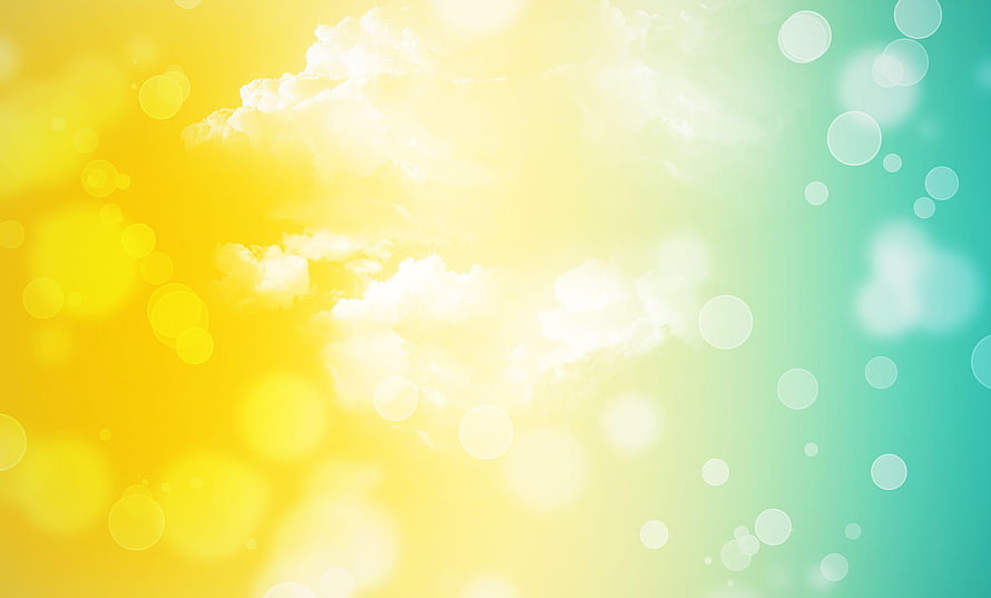 Abstract Summer Sky With Yellow And Teal Gradient And Bokeh Bubbles HD wallpaper