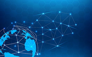 Global Digital Network Connectivity with Glowing Nodes and Hexagonal Tech Background HD wallpaper
