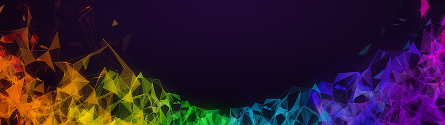 Abstract Geometric Polygon Mesh With Rainbow Gradient Colors On Dark Background HD wallpaper