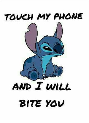 Stitch Cartoon Character With Warning Text On White Background HD phone wallpaper