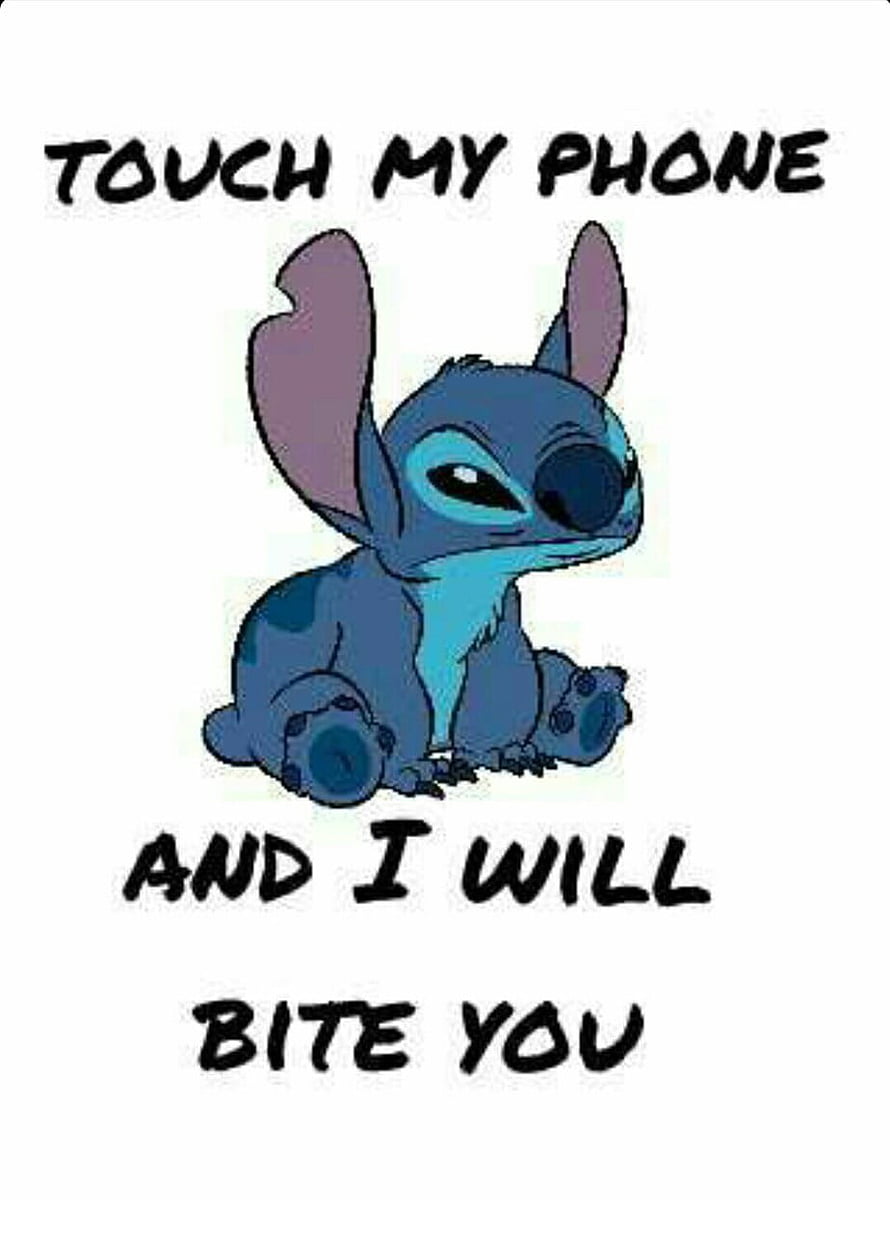 Stitch Cartoon Character With Warning Text On White Background HD phone wallpaper
