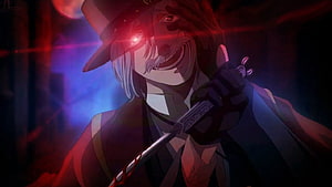 Record of Ragnarok Jack the Ripper Anime Character with Glowing Red Eye and Dagger HD wallpaper