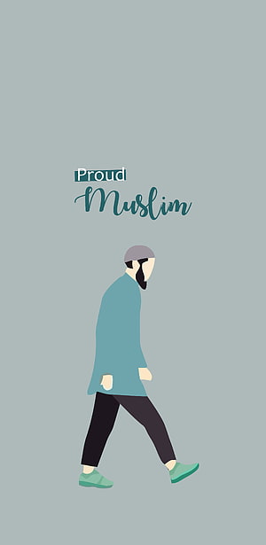 Proud Muslim Man Walking Minimalist Illustration Wallpaper, Proud Muslim, allah, islam, islamic HD phone wallpaper