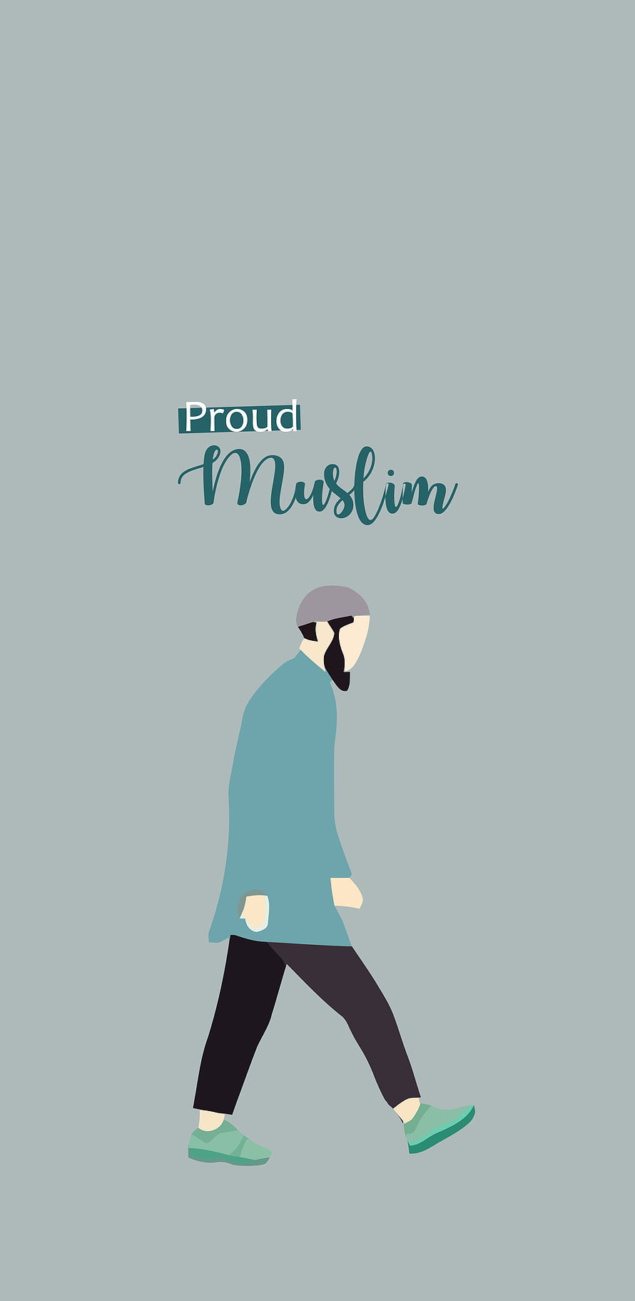 Proud Muslim Man Walking Minimalist Illustration Wallpaper, Proud Muslim, allah, islam, islamic HD phone wallpaper