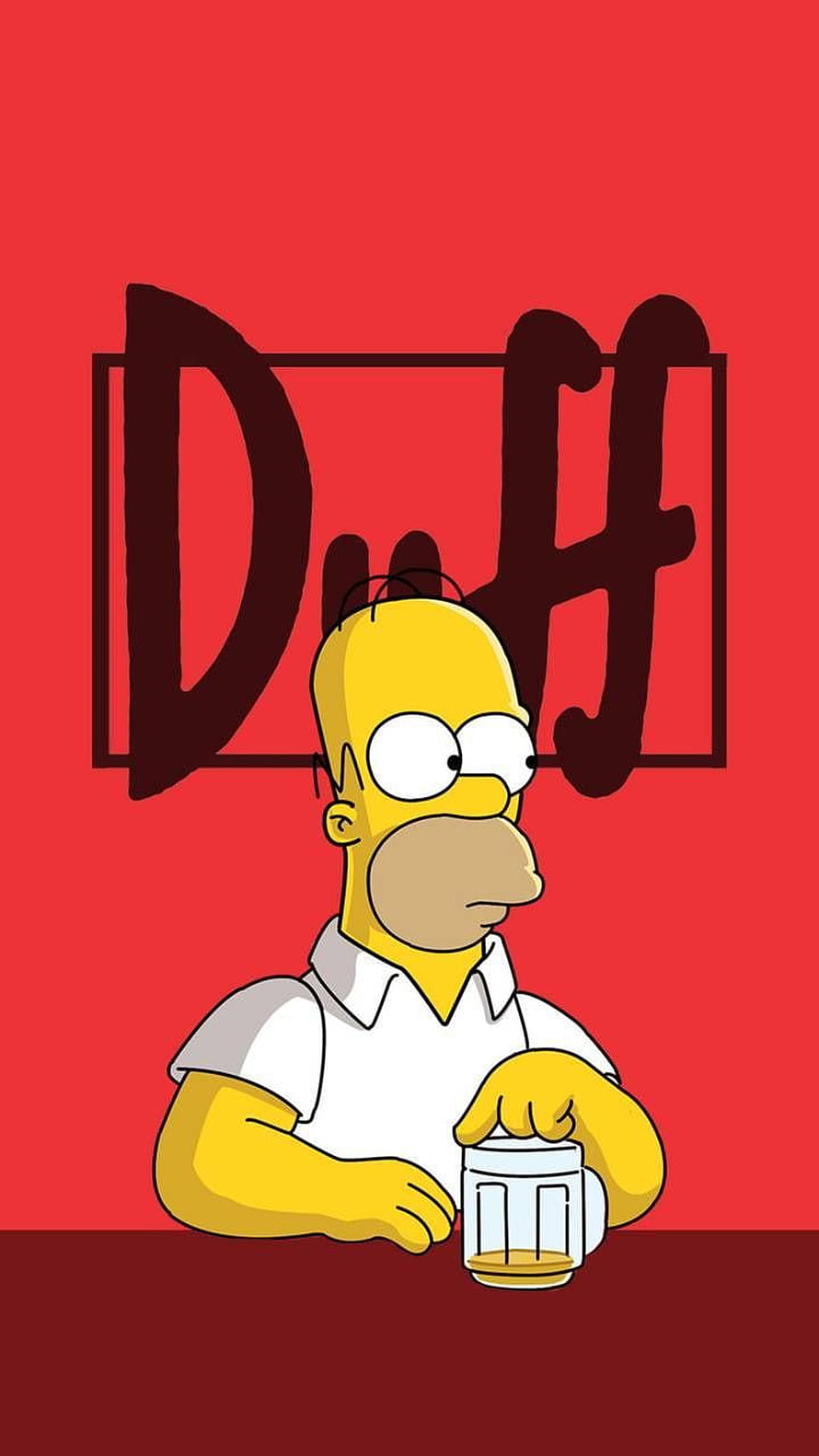 Homer Simpson Holding Duff Beer Mug Against Red Background HD phone wallpaper