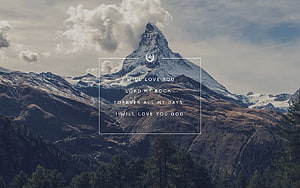 Matterhorn Mountain Peak with Christian Faith Quote Overlay and Snowy Alpine Landscape HD wallpaper