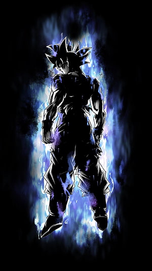 Goku Ultra Instinct Sign Anime Character With Blue Aura HD phone wallpaper
