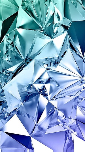 Abstract Geometric Crystal Facets in Cool Blue and Teal Tones HD phone wallpaper
