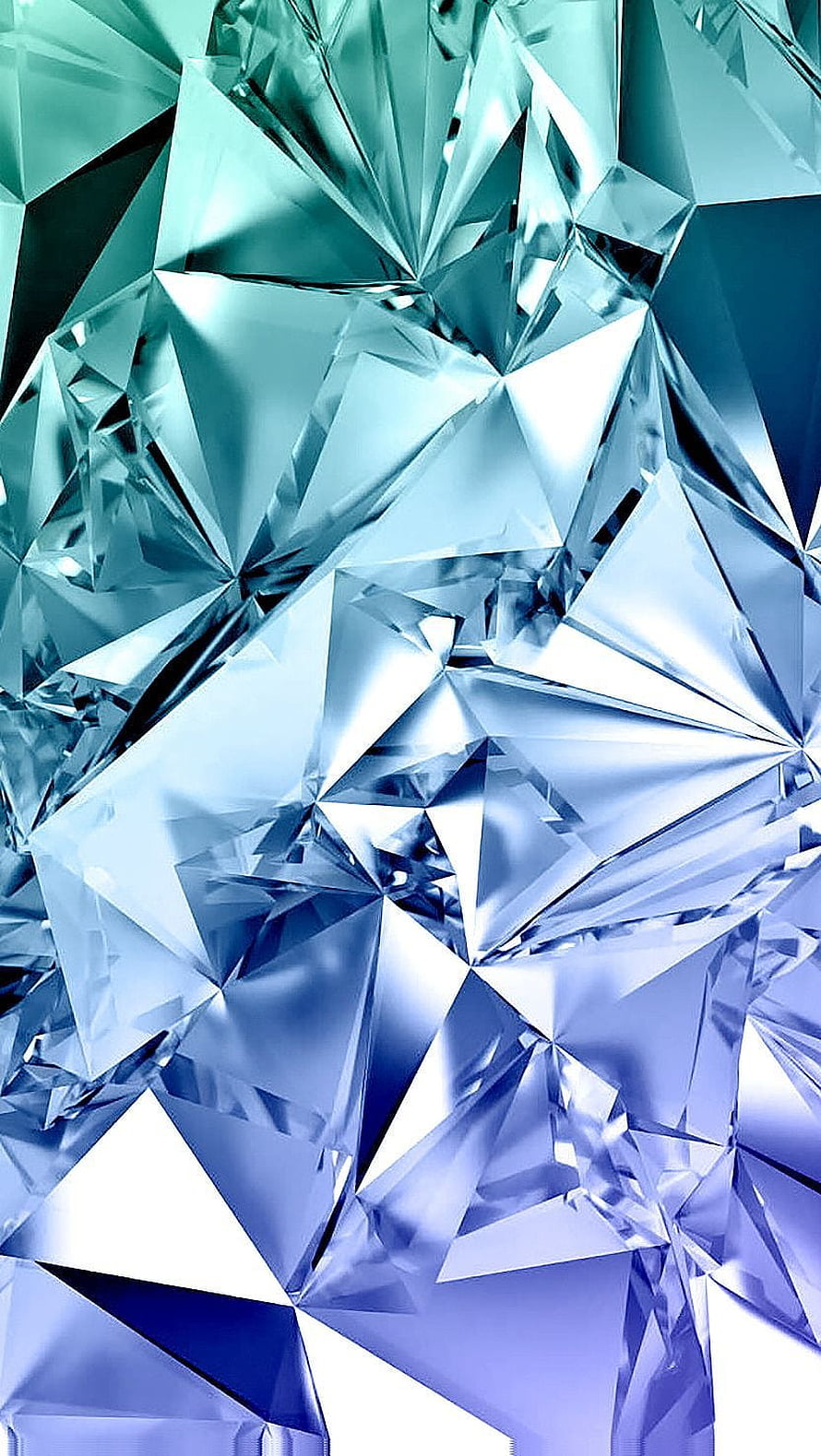Abstract Geometric Crystal Facets in Cool Blue and Teal Tones HD phone wallpaper
