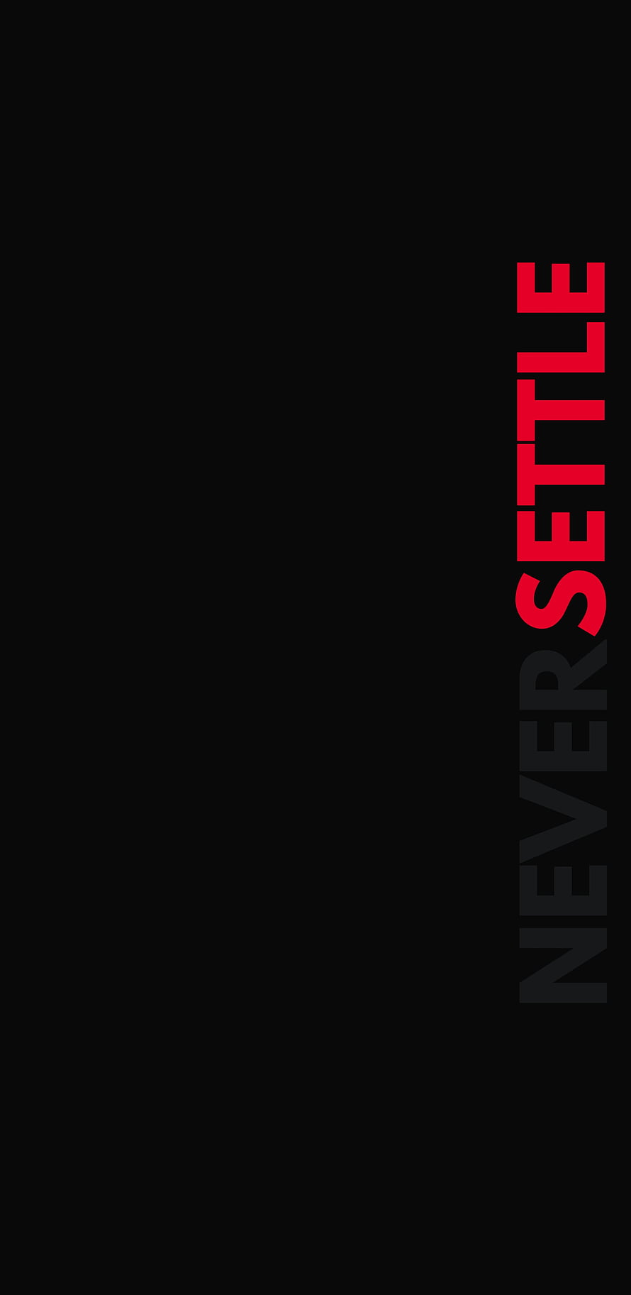 Minimalist Never Settle Text Wallpaper With Red And Black Typography HD phone wallpaper