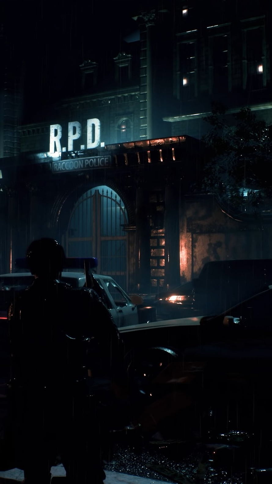 Resident Evil RPD Station Exterior Night Rainy Atmosphere HD phone wallpaper