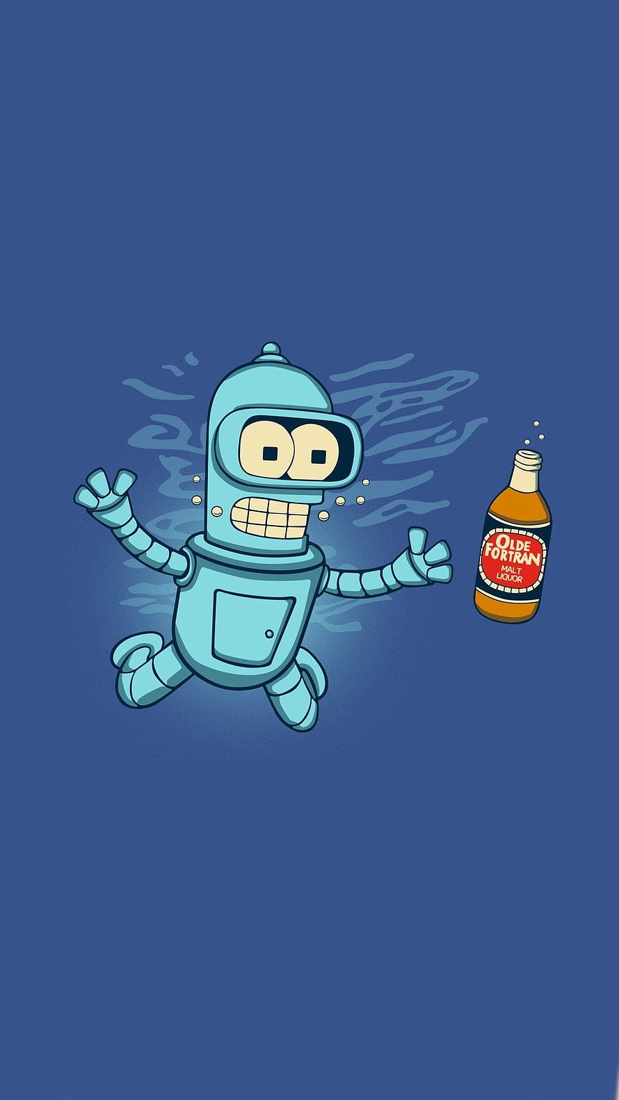 Bender from Futurama Floating in Space with Olde Fortran Malt Liquor Bottle HD phone wallpaper
